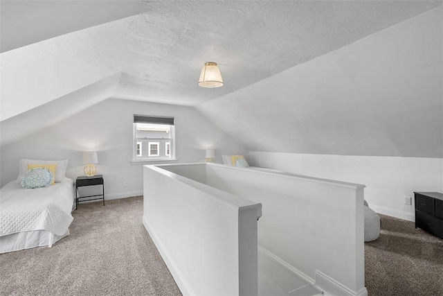 5110 Duncan St, Lawrenceville, PA 15201 - carpeted bedroom featuring vaulted ceiling and a textured ceiling