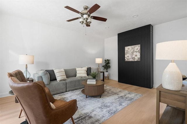 5110 Duncan St, Lawrenceville, PA 15201 - living area featuring ceiling fan and light wood-style floors