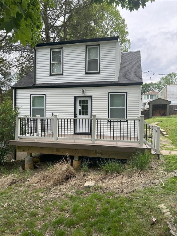 122 Church Ave, Shaler, PA 15116 - view of front of house with a wooden deck and a shingled roof