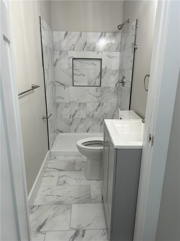 122 Church Ave, Shaler, PA 15116 - full bathroom with marble look tiles, vanity, and a shower stall