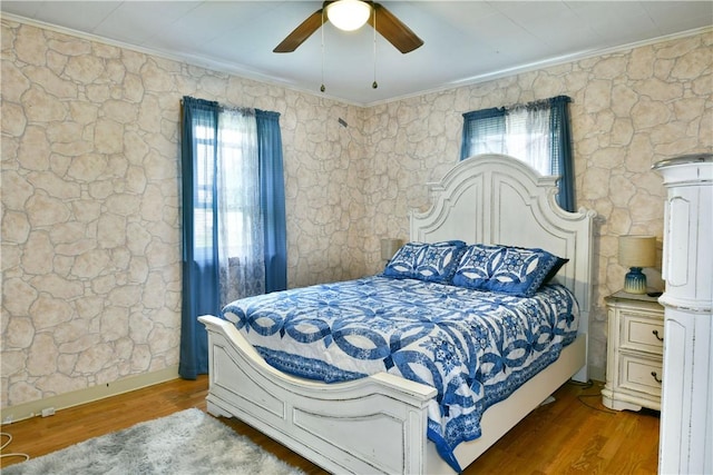114 10th St, Pymatuning Twp, PA 16125 - bedroom featuring crown molding, wood finished floors, and ceiling fan