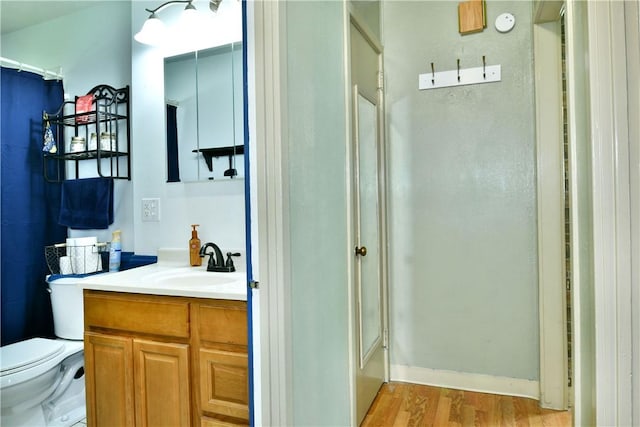 114 10th St, Pymatuning Twp, PA 16125 - bathroom featuring vanity, wood finished floors, and a shower with shower curtain