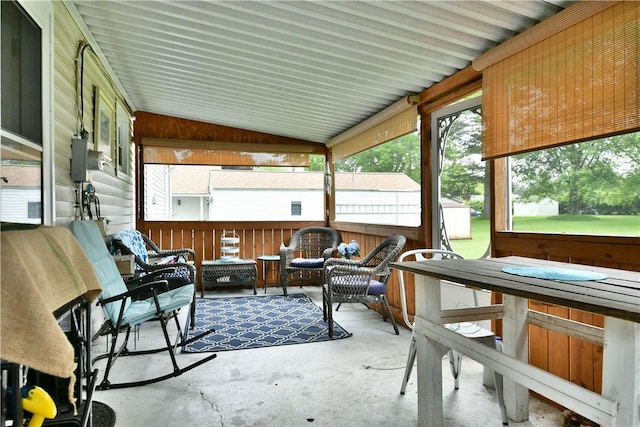 114 10th St, Pymatuning Twp, PA 16125 - sunroom with an outdoor living space, vaulted ceiling, and healthy amount of natural light