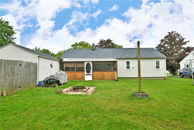 114 10th St, Pymatuning Twp, PA 16125 - back of property with a fire pit