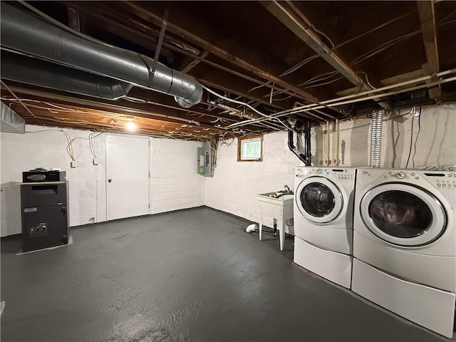 180 Beale Rd, Buffalo Twp, PA 16055 - basement with electric panel and washer and clothes dryer