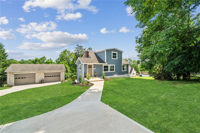 1611 Guffey Rd, North Huntingdon, PA 15642 - view of front of property featuring a chimney, a front lawn, and driveway