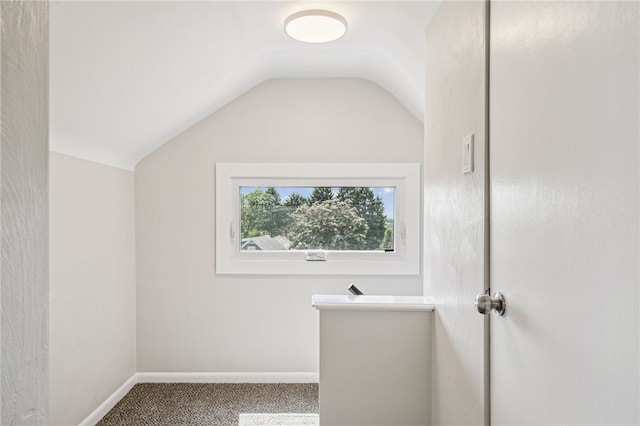 1611 Guffey Rd, North Huntingdon, PA 15642 - bathroom with vaulted ceiling and baseboards