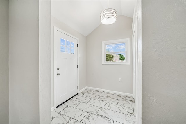 1611 Guffey Rd, North Huntingdon, PA 15642 - entrance foyer with light marble finish flooring and lofted ceiling