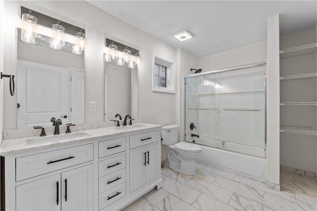 2215 Lebanon Dr, Elizabeth Twp/Boro, PA 15135 - full bath with marble finish floors, double vanity, and bath / shower combo with glass door