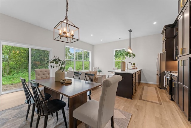 2219 Lebanon Dr, Elizabeth Twp/Boro, PA 15135 - dining space with light wood-type flooring, recessed lighting, and a chandelier