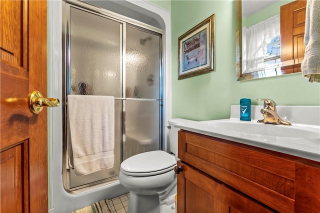 44 Stonehenge Dr, South Strabane, PA 15301 - bathroom featuring vanity, a stall shower, and tile patterned floors