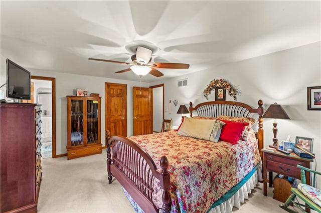 44 Stonehenge Dr, South Strabane, PA 15301 - bedroom with light colored carpet and ceiling fan