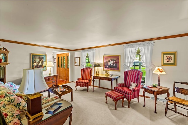 44 Stonehenge Dr, South Strabane, PA 15301 - carpeted living area with crown molding