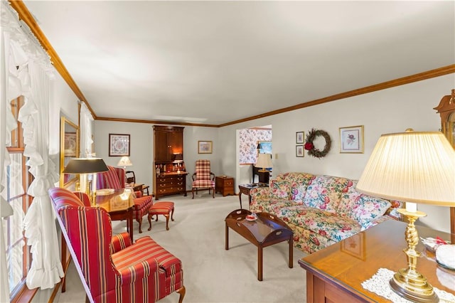 44 Stonehenge Dr, South Strabane, PA 15301 - living area featuring light carpet and crown molding