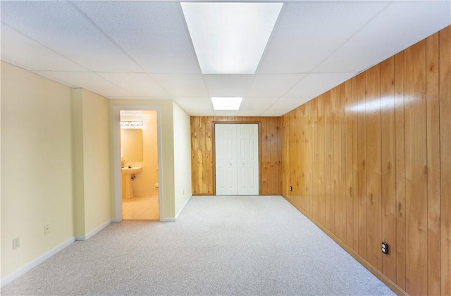 103 Boxwood Ct, Peters Twp, PA 15317 - unfurnished room with carpet floors, wood walls, and a paneled ceiling