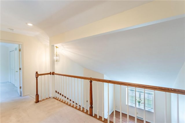 103 Boxwood Ct, Peters Twp, PA 15317 - hallway with an upstairs landing, carpet floors, and recessed lighting