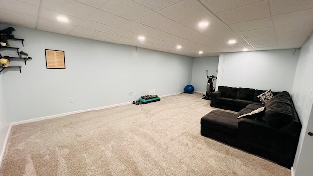 324 Paul Dr, Lower Burrell, PA 15068 - carpeted living room with a drop ceiling and recessed lighting