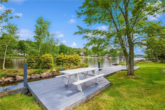 604 Lake Shore Rd, Lake Stonycreek, PA 15541 - dock area with a water view and a yard