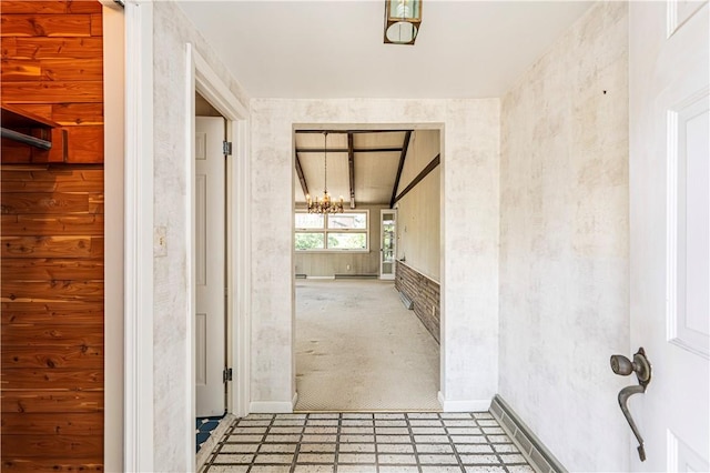 127 Mount Odin Dr, Hempfield Twp, PA 15601 - hall with a chandelier and tile patterned floors