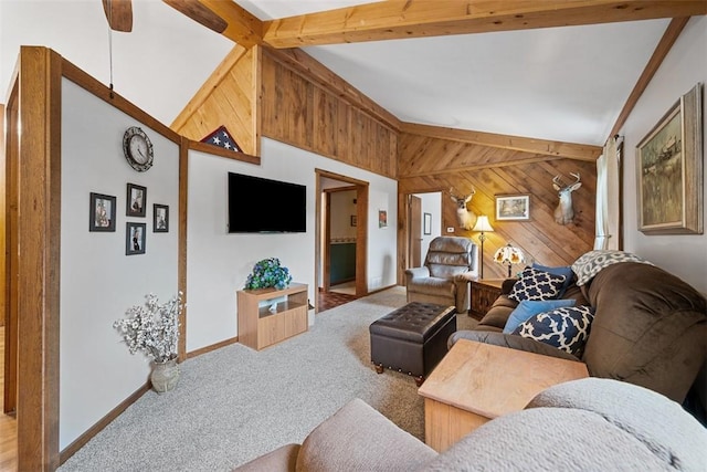 71 Mcclure Rd, West Deer, PA 15024 - carpeted living area featuring wooden walls and ceiling fan