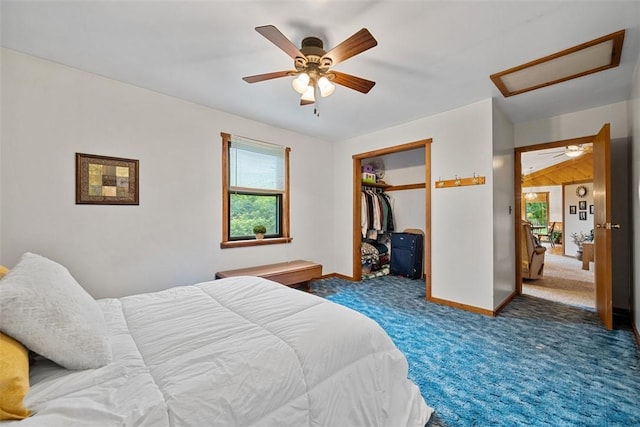 71 Mcclure Rd, West Deer, PA 15024 - bedroom featuring carpet, attic access, a closet, and ceiling fan