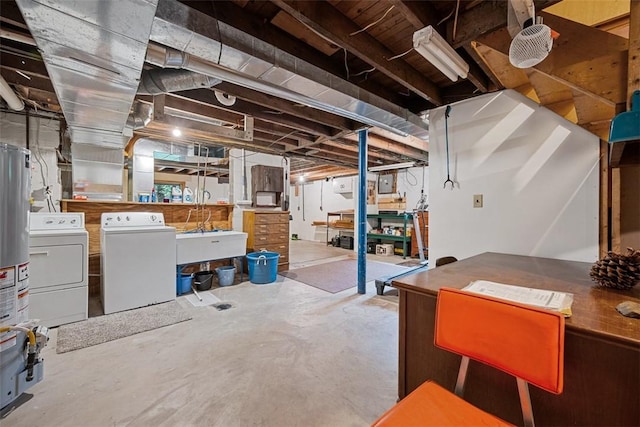 71 Mcclure Rd, West Deer, PA 15024 - unfinished basement featuring washer and dryer and secured water heater