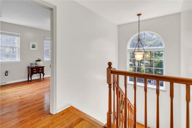 114 Franklin Oaks Dr, Franklin Twp, PA 16001 - hallway with light wood-type flooring, healthy amount of natural light, and an upstairs landing