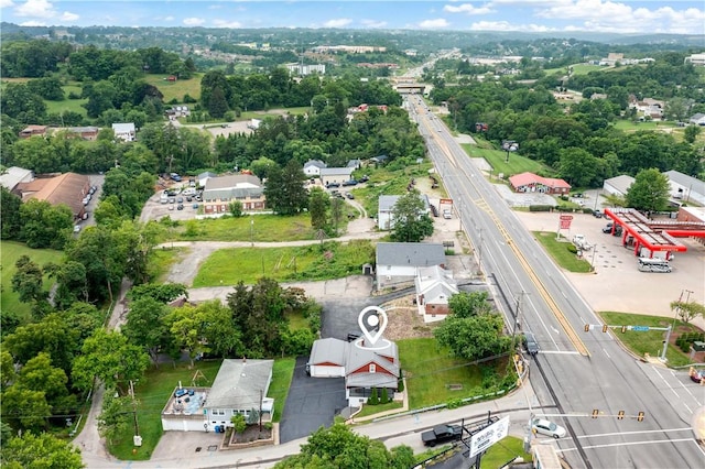 90 S Thompson Ln, North Huntingdon, PA 15642 - drone / aerial view of a main thoroughfare and a tree filled landscape