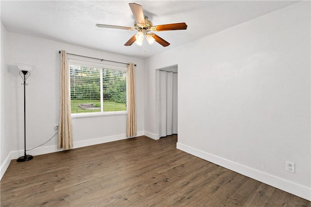 90 S Thompson Ln, North Huntingdon, PA 15642 - empty room with wood finished floors and a ceiling fan