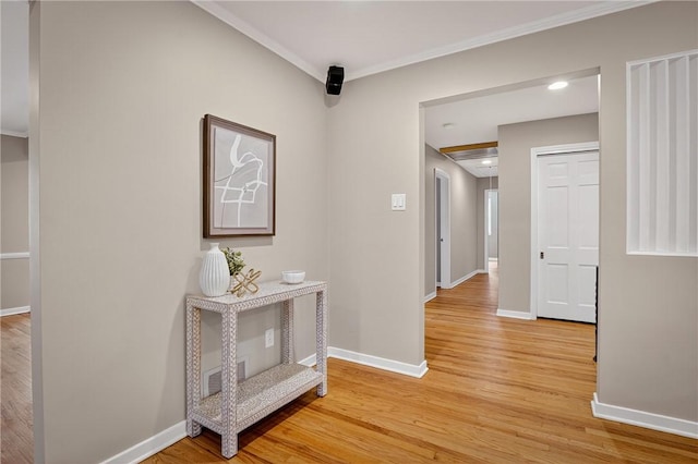 2671 Thorntree Dr, Saint Clair, PA 15241 - corridor featuring light wood finished floors and crown molding