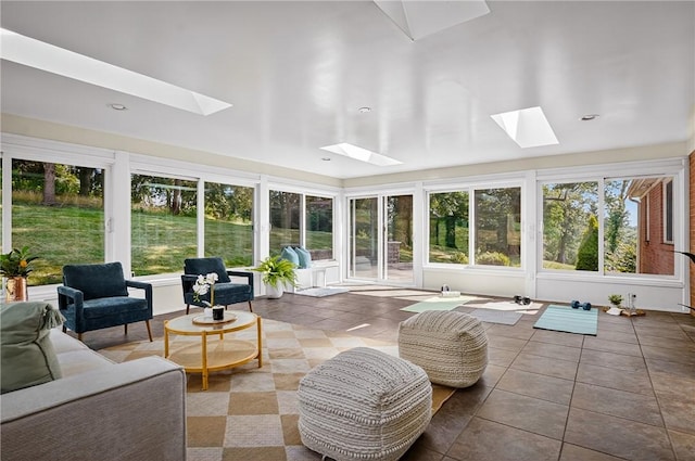 2671 Thorntree Dr, Saint Clair, PA 15241 - sunroom / solarium featuring a skylight and tile patterned floors