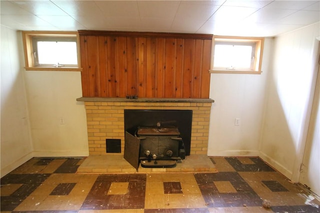 138 Demmel Dr, Peters Twp, PA 15317 - detailed view of a fireplace, tile patterned floors, and wooden walls
