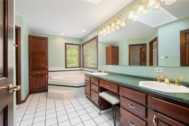 4 Hawthorne Ln, Penn Twp, PA 15642 - bathroom featuring double vanity, a bath, and tile patterned floors