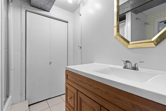 3269 Dawson St, Oakland, PA 15213 - full bathroom featuring vanity, tile patterned floors, and a shower