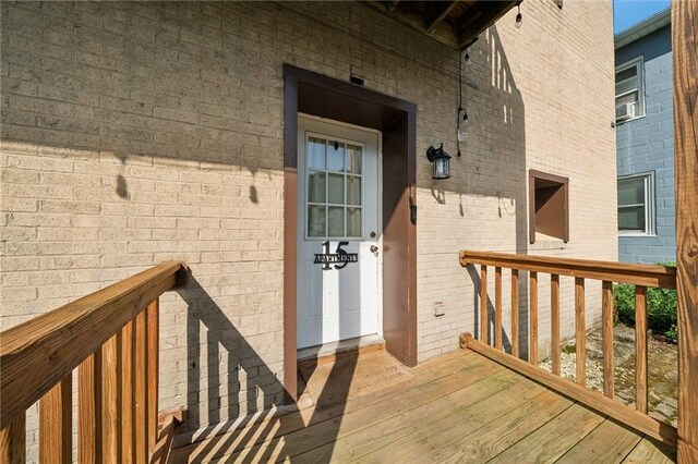 15 Old Saxonburg Blvd, West Deer, PA 15084 - doorway to property featuring a deck and brick siding