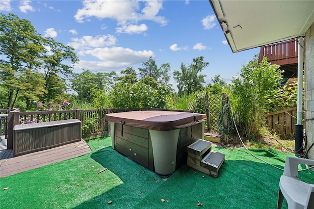 4075 Greensburg Pike, Wilkins Twp, PA 15221 - view of patio / terrace featuring a hot tub and a wooden deck