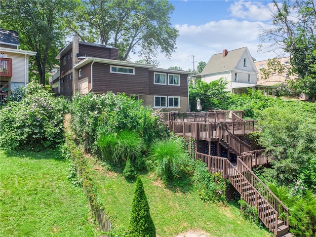 4075 Greensburg Pike, Wilkins Twp, PA 15221 - rear view of house with stairway and a deck