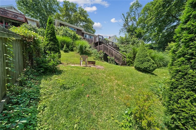 4075 Greensburg Pike, Wilkins Twp, PA 15221 - view of grassy yard featuring stairs and an outdoor fire pit