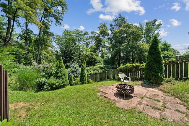 4075 Greensburg Pike, Wilkins Twp, PA 15221 - fenced backyard with a fire pit and a patio area