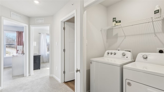 211 Truth Cir, Jackson Twp, PA 16037 - washroom with separate washer and dryer, light colored carpet, and recessed lighting