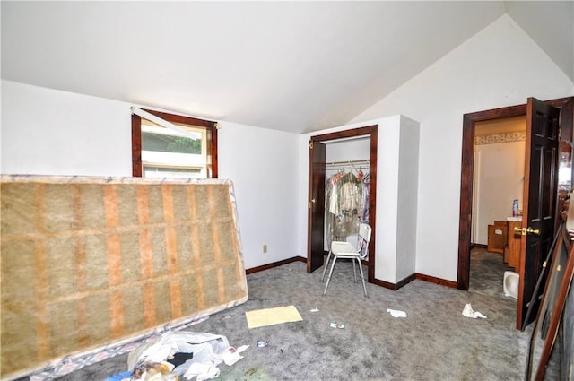 517 S 3rd Ave, Elizabeth Twp/Boro, PA 15037 - unfurnished bedroom featuring vaulted ceiling, a closet, and carpet floors