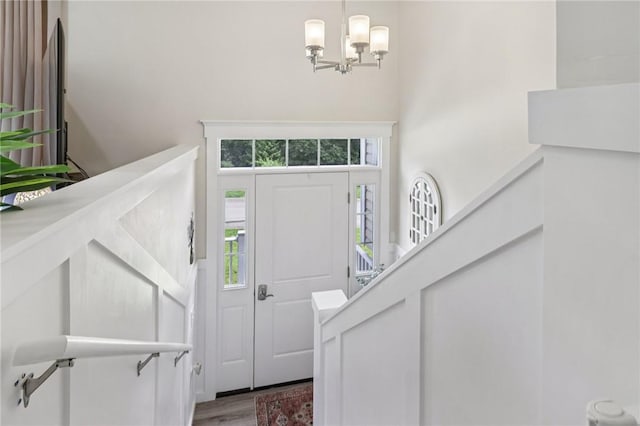 196 Weathervane Dr, Slippery Rock Twp, PA 16057 - entryway with a chandelier and wood finished floors