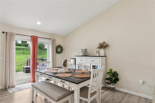 196 Weathervane Dr, Slippery Rock Twp, PA 16057 - dining room featuring light wood-style flooring, recessed lighting, and lofted ceiling
