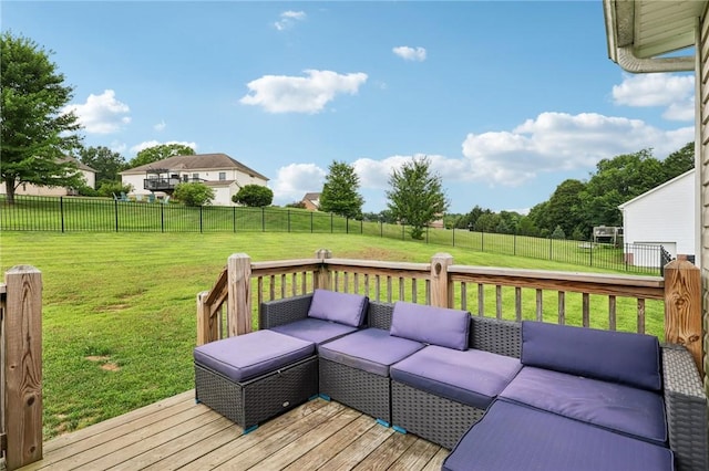 196 Weathervane Dr, Slippery Rock Twp, PA 16057 - wooden deck with an outdoor living space and a fenced backyard