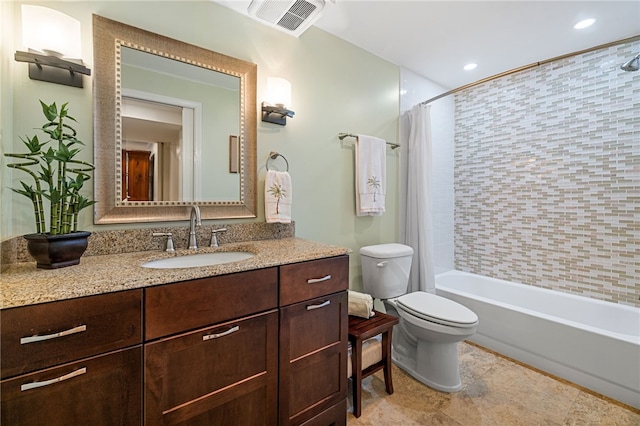 113 Great Rock Dr, Bethel Park, PA 15102 - full bathroom featuring vanity, shower / bathtub combination with curtain, and recessed lighting