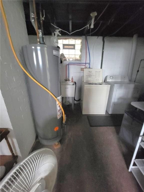 413 River Ave, Aliquippa, PA 15001 - below grade area with water heater and independent washer and dryer