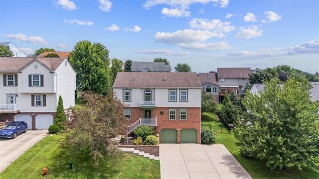 53 Peters Rd, Hempfield Twp, PA 15601 - view of front of home featuring concrete driveway, an attached garage, a residential view, stairway, and brick siding
