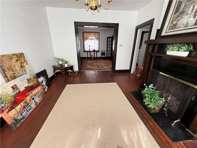 149 N 3rd St, Duquesne, PA 15110 - hall with dark wood-style floors and a chandelier