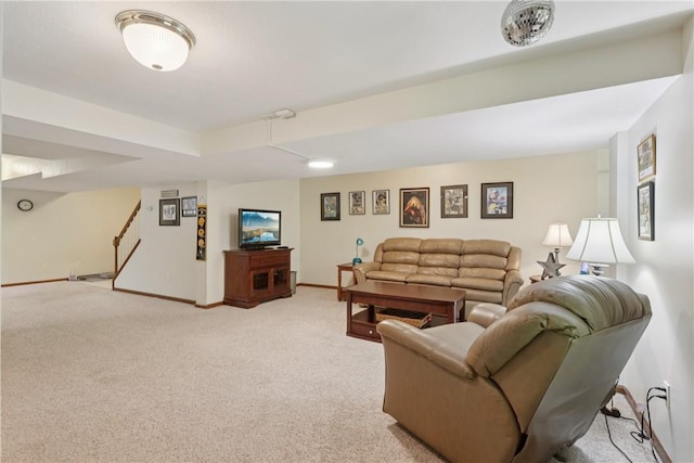 308 Heather Hill Dr, Pine Twp, PA 15044 - living room with light carpet and stairs
