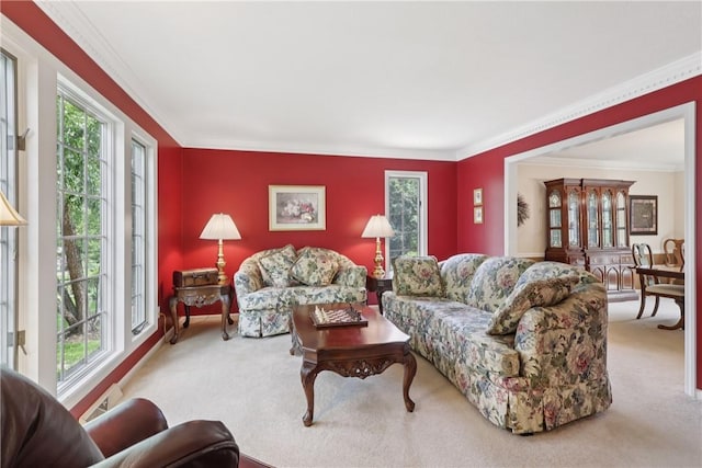 308 Heather Hill Dr, Pine Twp, PA 15044 - carpeted living room with healthy amount of natural light and crown molding